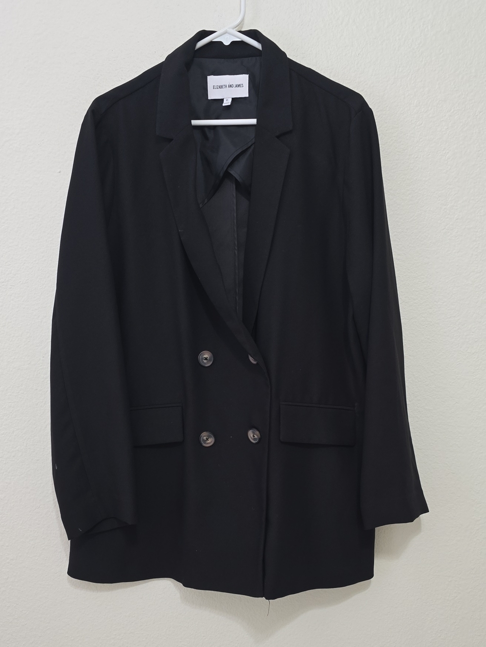 Elizabeth and James Black Double-Breasted Blazer XL